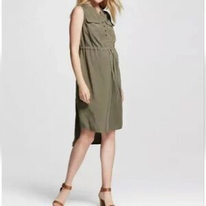 Liz Lange Maternity Olive Green Shirt Dress Sleveless Size Medium